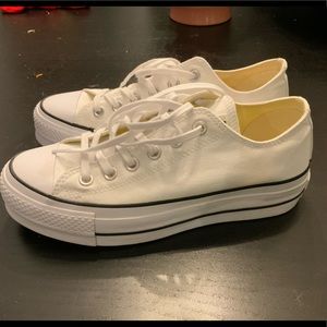Converse white canvas platform size 8